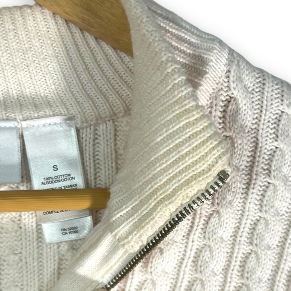4 for $20 SALE! Liz Claiborne LizGolf Quarter Zip Cable Knit Sweater Red/Cream S - Picture 8 of 12